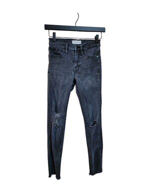 Madewell Womens High-Rise Skinny Jeans Black Distressed Size 25